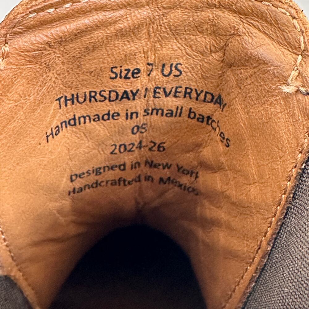 THURSDAY BOOT CO Knockout Heeled Leather Boots in Toffee Brown // 7 - Picture 12 of 13